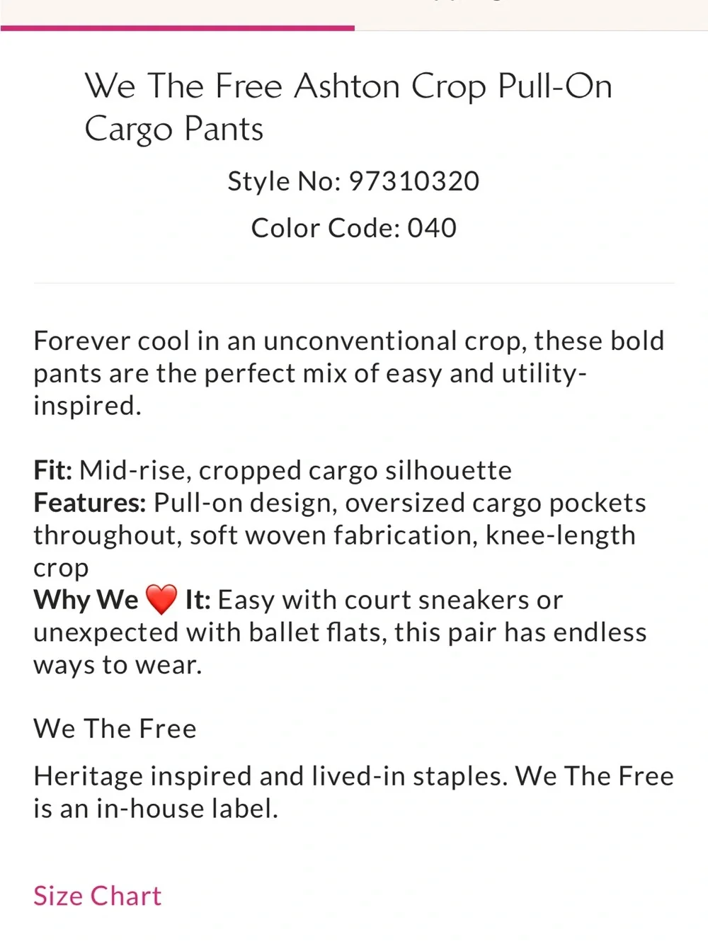 Free People Ashton Crop Pull-On Cargo Pants Red Clay Size Large
